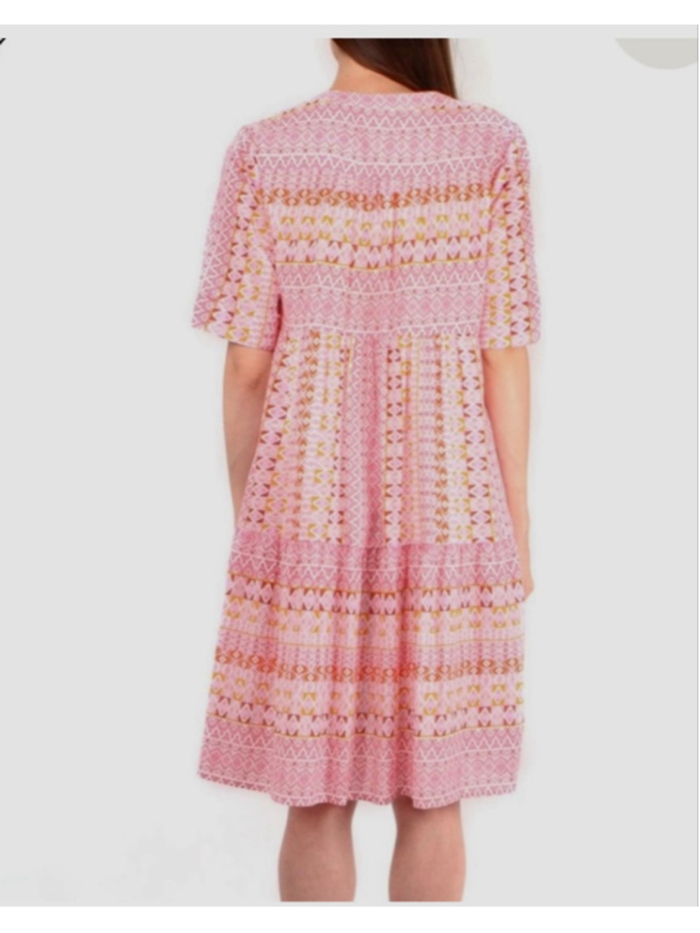 Xirena Billie Dress M Pink Geometric Block Print Cotton Babydoll Mini - Picture 5 of 12